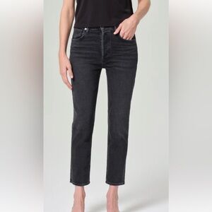 Agolde Riley Hight rise  Straight crop Dark Gray black Jeans 30